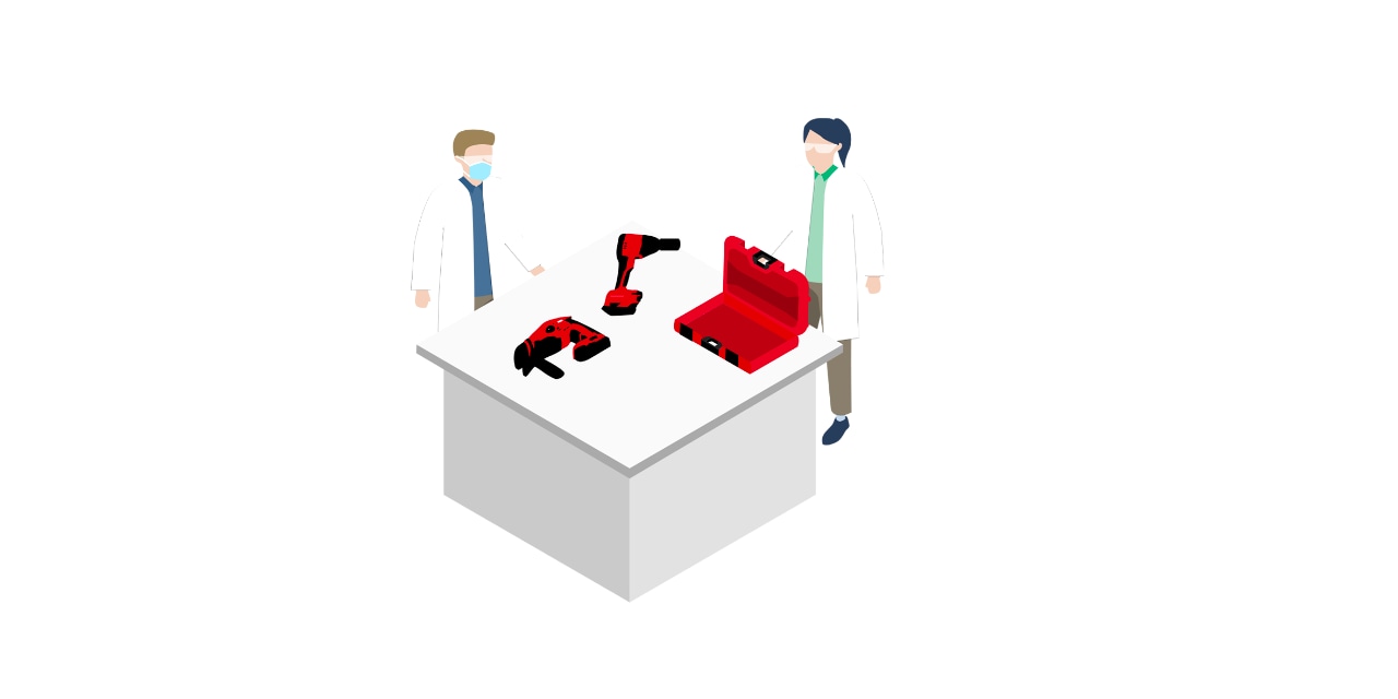 Ilustração da reparação de uma ferramenta Hilti