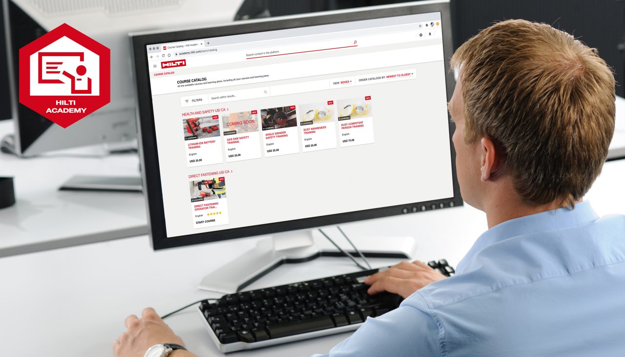 Utilizador a utilizar a plataforma Hilti Academy