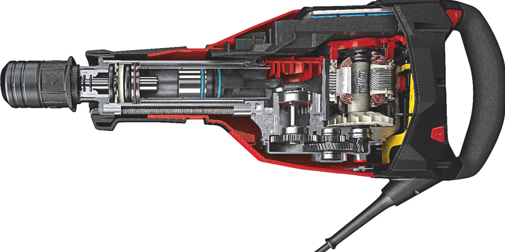 Cutaway para mostrar o sistema de sub-chassis dentro do TE 1000-AVR