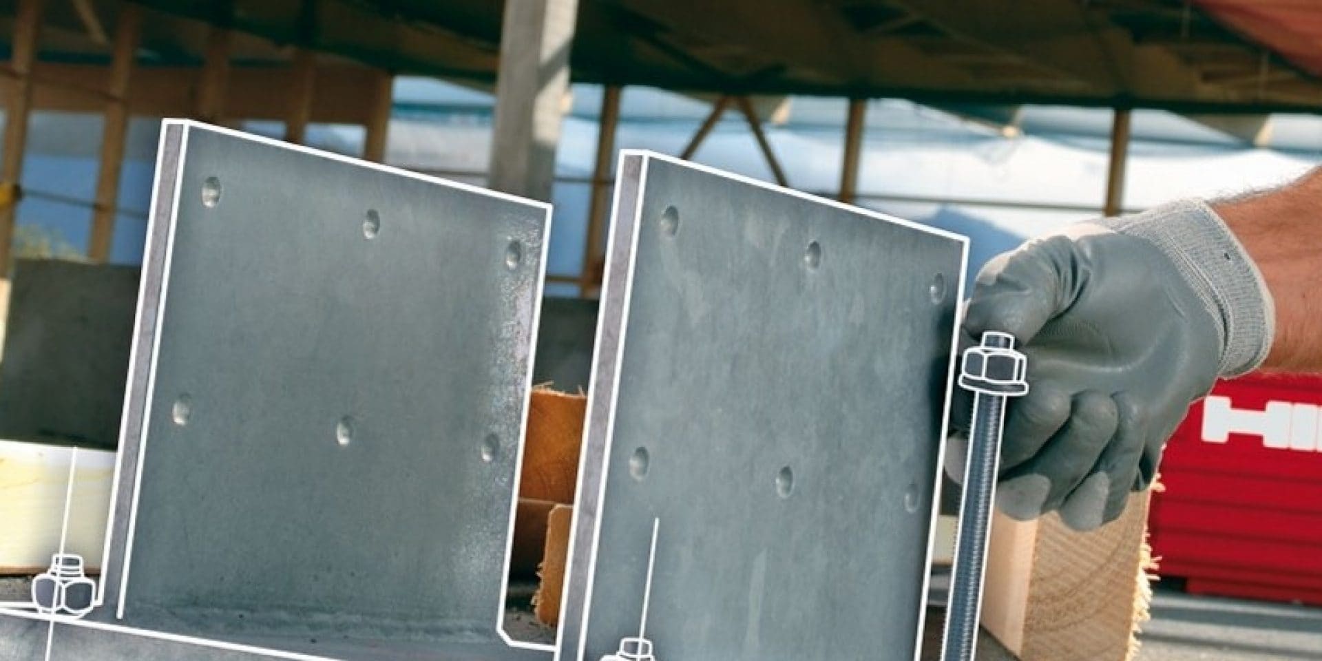 Fixação de platina com um perno de ancoragem Hilti através do software para projeção de ancoragens