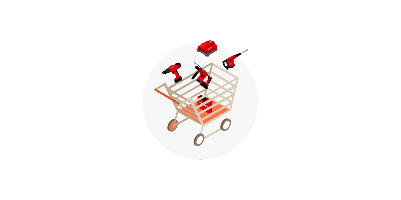 Ilustração de encomenda de ferramentas Hilti