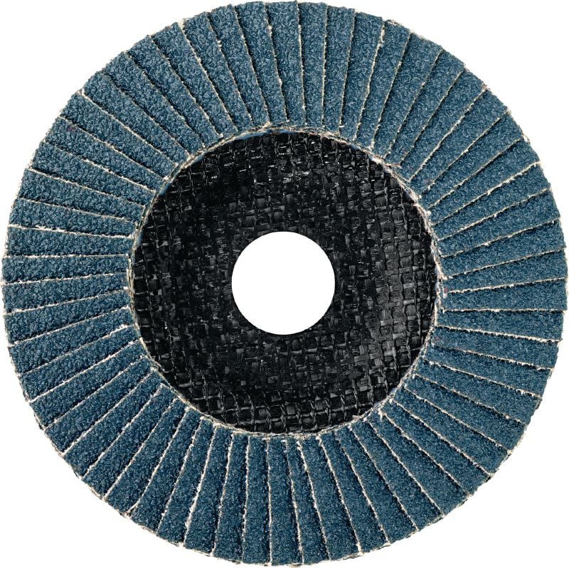 Disco de lamelas AF-D FT SP Discos de lamelas reforçadas com fibra premium planos para desbastar e retificar aço inoxidável, aço normal e outros metais