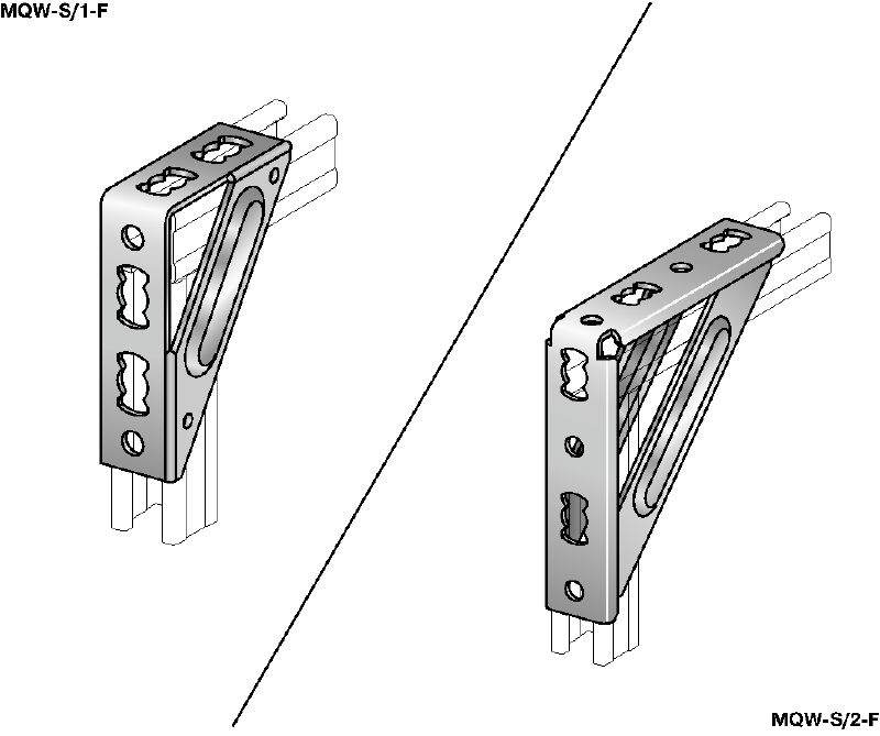 Ângulo universal MQW-S-F Ângulo de canto de 90 graus galvanizado a quente (GAQ) para ligação de várias calhas de instalação MQ em aplicações de carga médias/elevadas