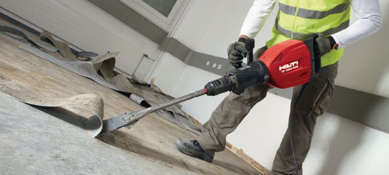 Raspadores de pisos TE-S FS Cinzéis raspadores de pisos TE-S extraordinariamente afiados para remover pavimentos e revestimentos de pisos com ferramentas de demolição Aplicações 1