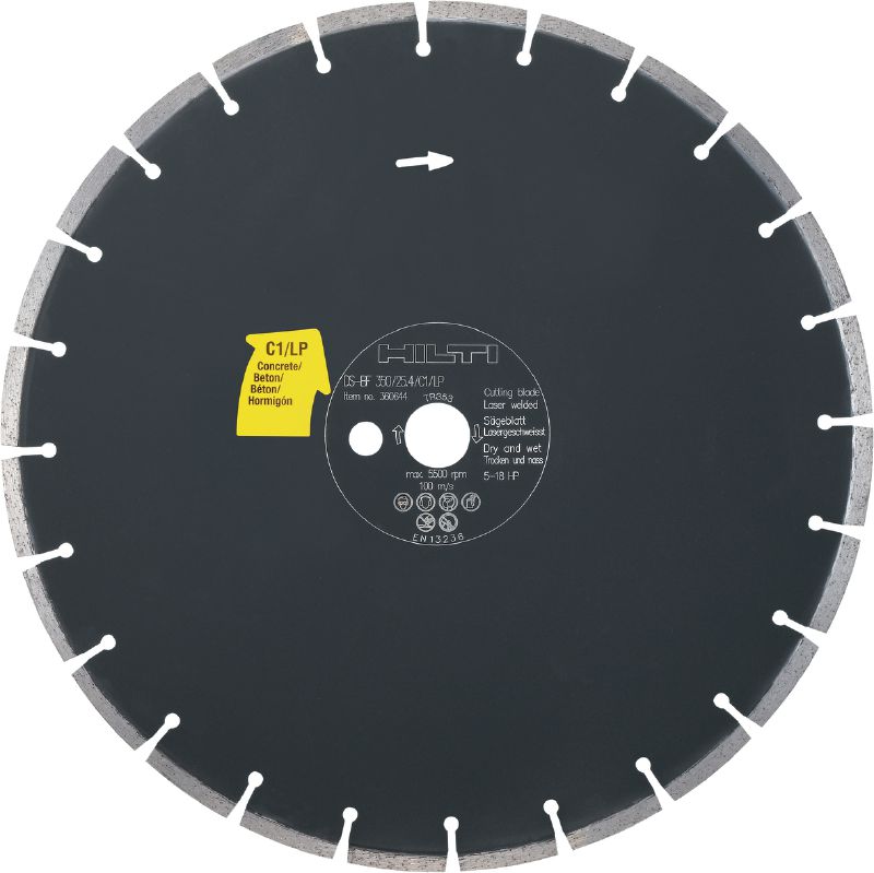 Disco para serra de pavimento C1/LP (Betão) Disco para serra de pavimento de qualidade (5–18 HP) para serras de pavimento — concebido para cortar betão