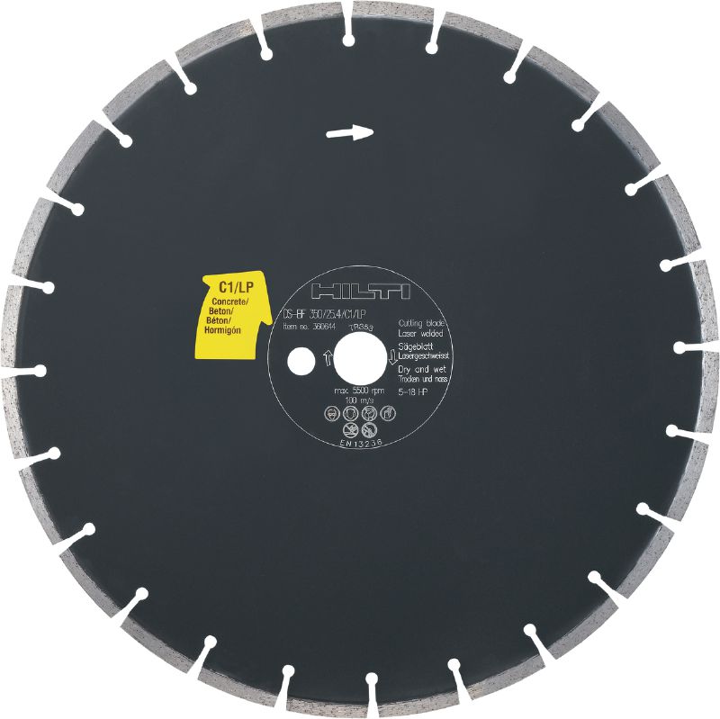 Disco para serra de pavimento C1/LP (Betão) Disco para serra de pavimento de qualidade (5–18 HP) para serras de pavimento — concebido para cortar betão
