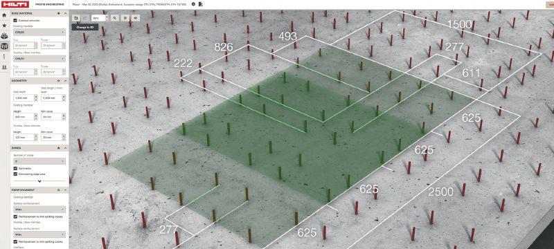 Software PROFIS Engineering Suite para a conceção e projeção estrutural de edificados Software de engenharia estrutural para projetar a esquematização de ancoragens que inclui códigos e homologações, cálculos baseados na metodologia CBFEM (Component Based Finite Element Method) e uma variedade de métodos de fixação Aplicações 1