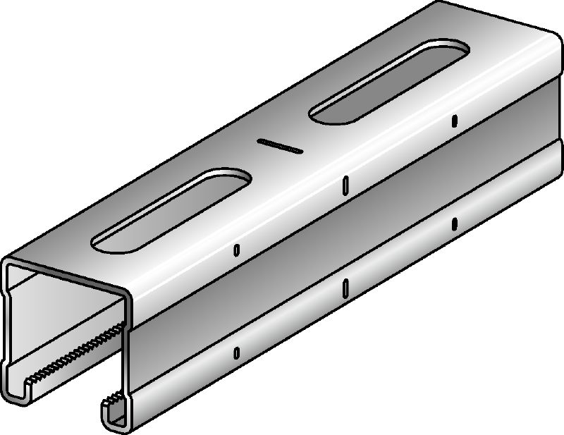 Calha MQ-41-RA2 Calha de instalação em aço inoxidável (A4) com 41 mm para aplicações de cargas médias