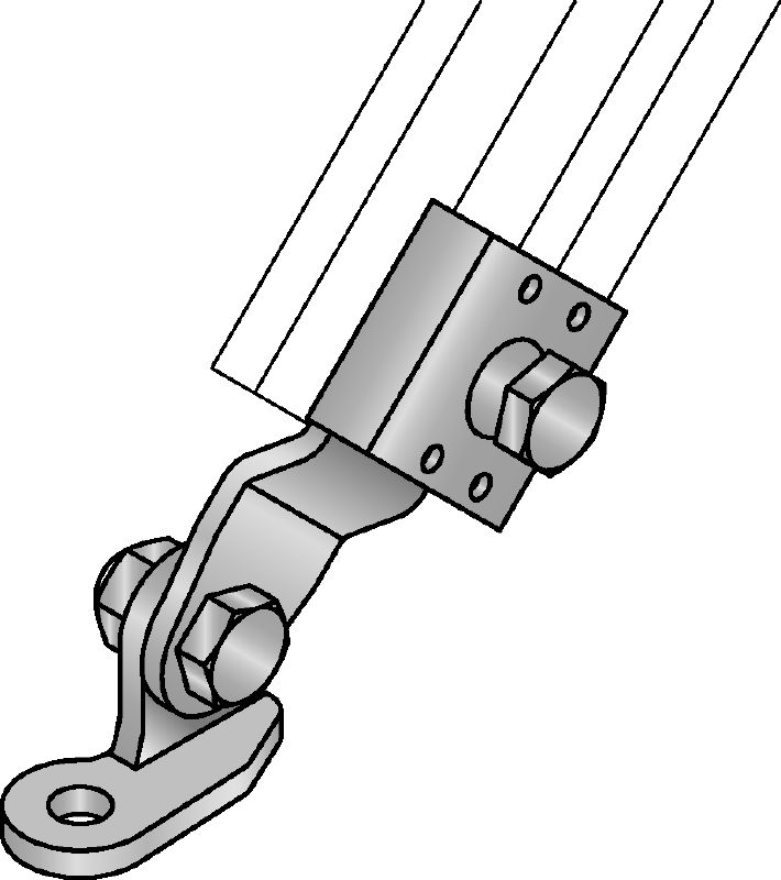 Ligador longitudinal sísmico MQS-SP-L Ligador de calhas galvanizado e pré-montado com homologação FM para contraventamentos sísmicos longitudinais dos tubos de sprinklers fixos antifogo