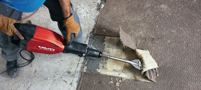 Raspadores de pisos TE-S FS Cinzéis raspadores de pisos TE-S extraordinariamente afiados para remover pavimentos e revestimentos de pisos com ferramentas de demolição Aplicações 1