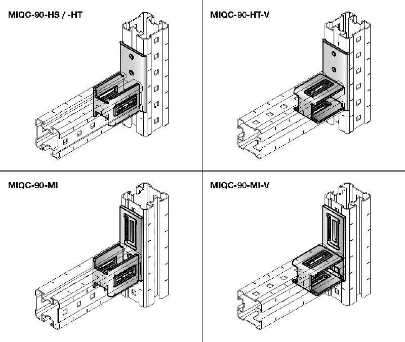 MIQC-H Ligadores para cargas elevadas galvanizados a quente (GAQ) para unir duas vigas MIQ