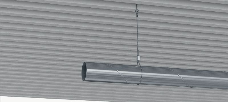 Kit MW-LP L Travão padrão com cabo aço e terminação em laço Cabo de aço com terminação em laço e travão ajustável para suspensão de dispositivos de construção adequados Aplicações 1