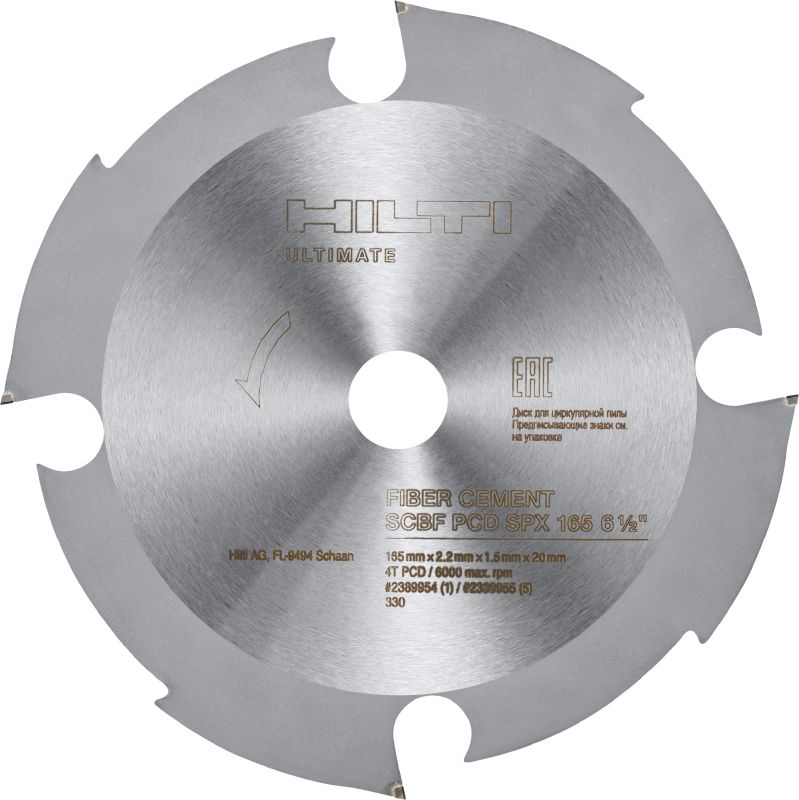 Disco de serra circular em fibrocimento Disco de serra circular ultimate em fibrocimento com dentes diamantados policristalinos, concebido para melhorar o rendimento e durar mais tempo quando se corta materiais abrasivos com serras de corte por incisão