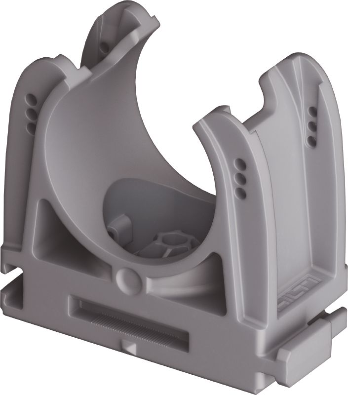Grampo metálico para tubos X-EKS MX (02) Grampo metálico de plástico para tubos otimizado para pregos em fita e compatível com uma grande variedade de métodos de fixação e materiais base
