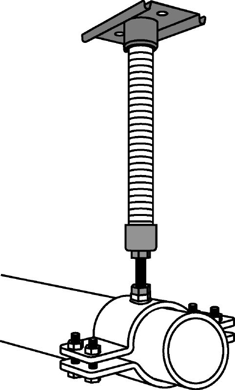 Ponto fixo MFP 1a-F Conjunto do ponto fixo galvanizado a quente (HDG) para máxima flexibilidade em aplicações com carga do tubo axial de até 3 kN