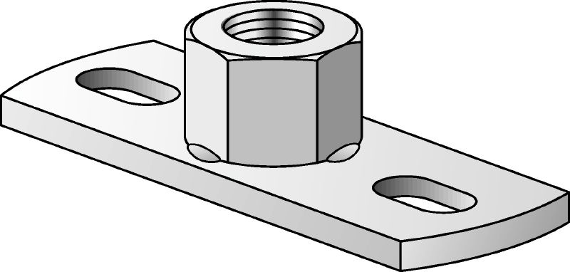 MGS 2-R Placa base em aço inoxidável (A4) para cargas médias, para apertar varões roscados métricos com dois pontos de ancoragem