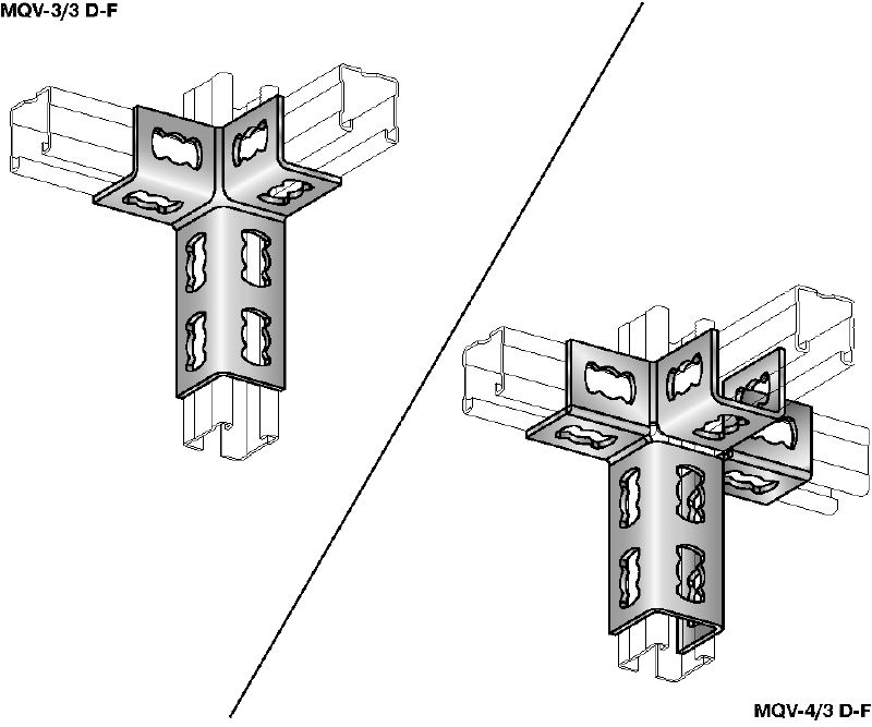 Conector de calhas MQV-3D-F Conector de calhas galvanizado a quente (HDG) para estruturas tridimensionais