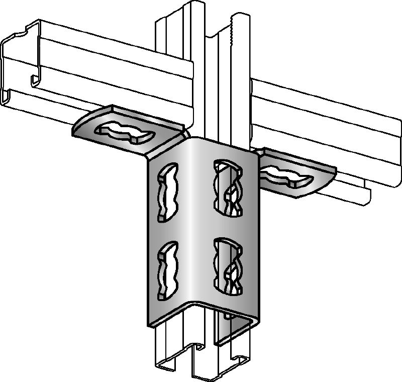 Conector de calhas MQV-2D-R Conector de calhas em aço inoxidável (A4) para estruturas bidimensionais