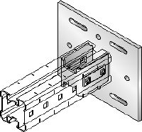 Ligador com placa de base MIQC-S Placa de base galvanizada a quente (HDG) para fixar vigas MIQ a metal em aplicações de elevada exigência