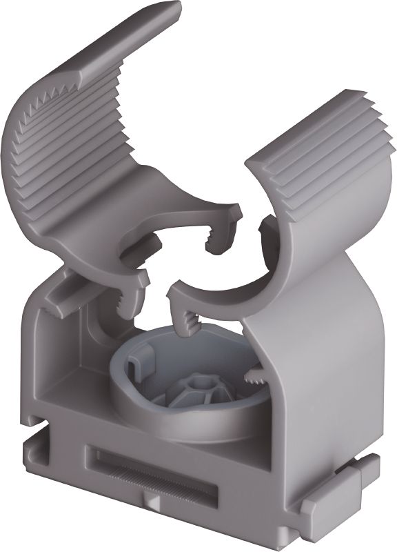 X-FC MX Multi clip Grampo para fixação de calhas ajustável otimizado para pregos em pente e compatível com uma grande variedade de métodos de fixação, materiais base e diâmetros de calha (PVC)