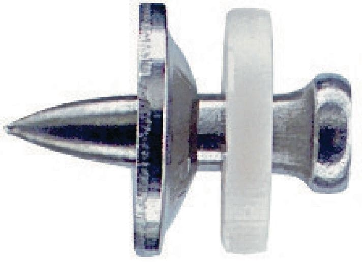 Pregos de aço inoxidável X-CR S12 com anilha Prego individual para usar com ferramentas de fixação a pólvora em aço em ambientes corrosivos