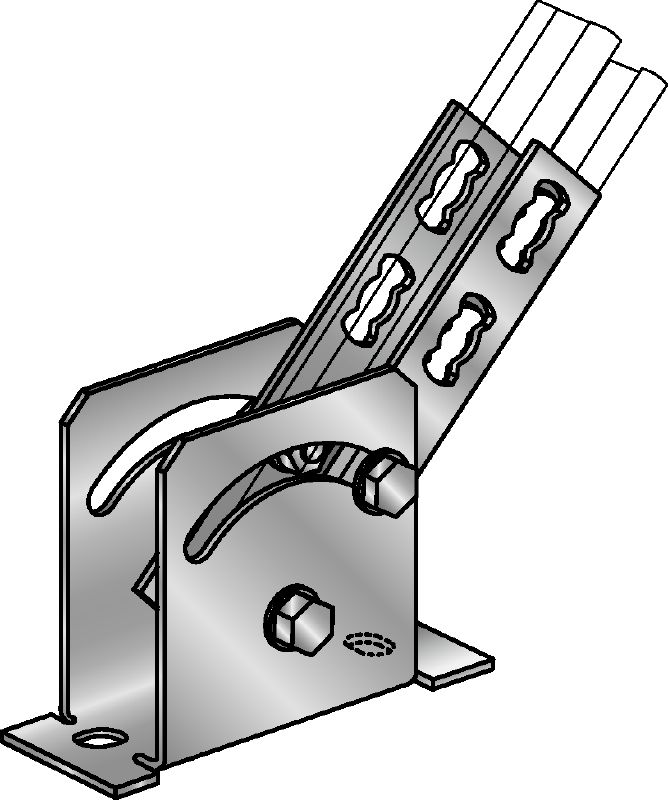 Base oscilante MQP Base basculante galvanizada para fixar calhas de instalação a betão