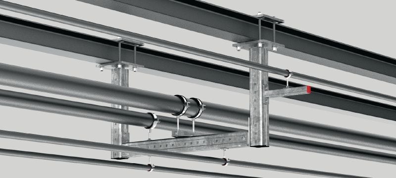 MIQC-S Base galvanizada a quente (HDG) para fixação de vigas MIQ a aço para aplicações de elevada exigência Aplicações 1