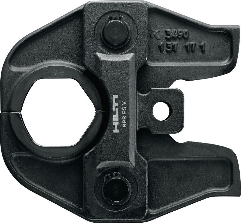 Mandíbula de prensagem de tubos NPR PS V Mandíbulas de prensagem para sistemas de tubagens de perfil V até 54 mm. Compatível com as prensadoras de tubos NPR 32-A.