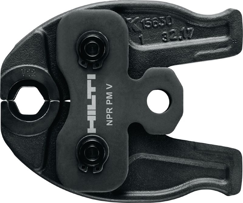 Mandíbula de prensagem de tubos NPR PM V Mandíbulas de prensagem para sistemas de tubagens de perfil V até 35 mm. Compatíveis com a prensadora de tubos Hilti NPR 19-A