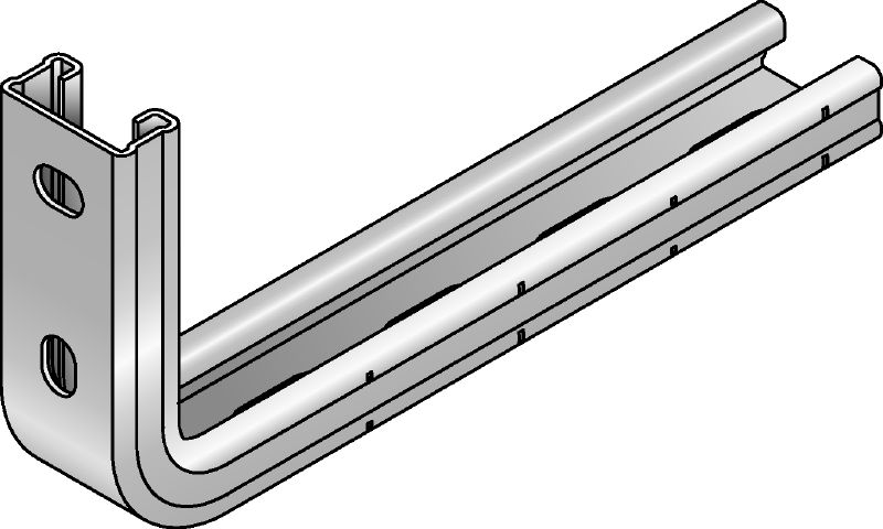 MQK-21-L Braço de calha galvanizado para calha de instalação MQ de 21 mm de altura para aplicações interiores de cargas médias