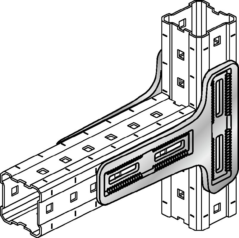 Ligador MIC-90-LH Ligador galvanizado a quente (HDG) que oferece a maior capacidade de carga do sistema modular MI e MIQ