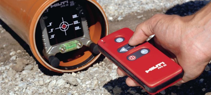 Laser para tubos PP 10 Laser para tubos autonivelante com alinhamento automático e controlo remoto para uma colocação mais rápida e precisa dos tubos Aplicações 1