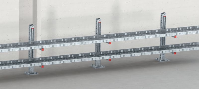 MIC-MI/MQ M8 Ligador galvanizado a quente (GAQ) para fixar calhas de instalação MQ paralelamente às vigas MI Aplicações 1