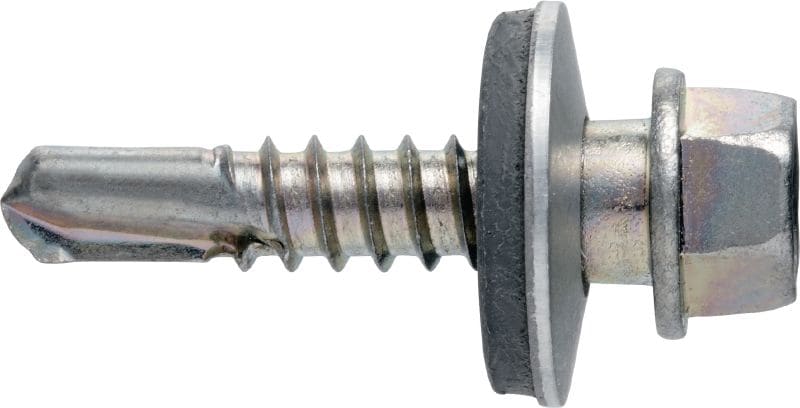 Parafusos autoperfurantes para metal S-MD 53 S Parafuso autoperfurante (aço inoxidável A2) com anilha de 16 mm para fixações entre metais intermédios-espessos (até 6 mm)