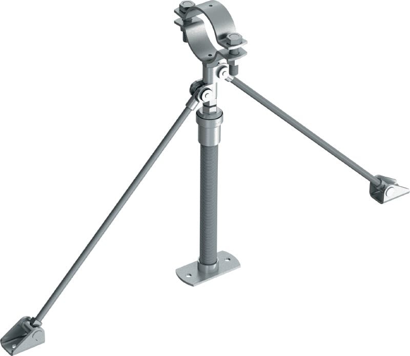 MFP-UL2-I Ponto fixo universal ligeiro Ponto fixo galvanizado, contraventado bilateralmente, com isolamento acústico para aplicações de cargas ligeiras até 4 kN