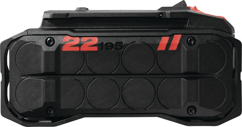B 22-195 Bateria Nuron Bateria de iões de lítio, 22V e de grande capacidade concebida para aumentar o desempenho e a autonomia das ferramentas elétricas com tecnologia Nuron para serviços de média e grande exigência