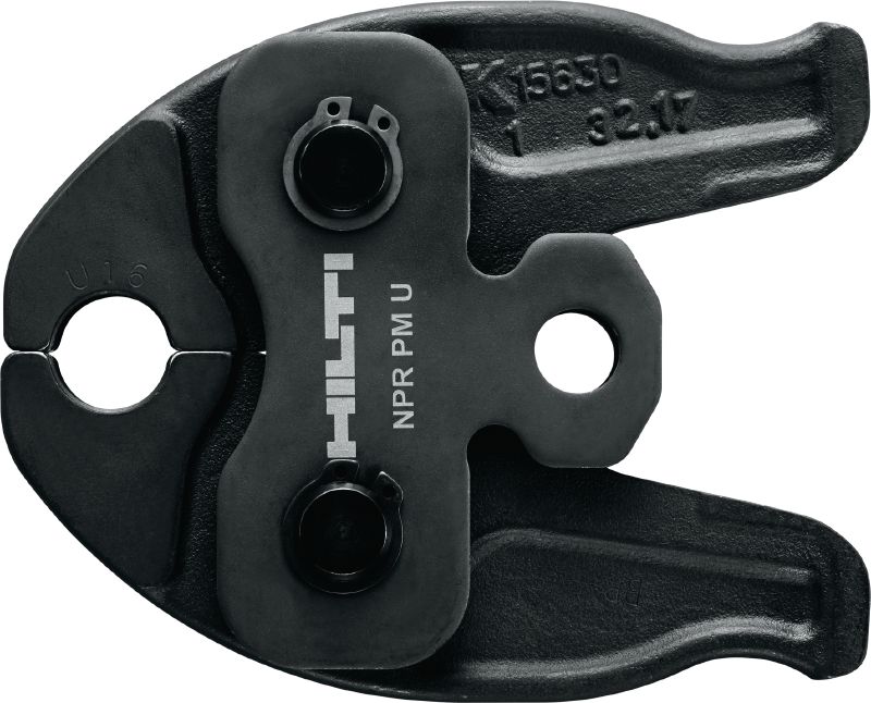 Mandíbula de prensagem de tubos NPR PM U Mandíbulas de prensagem para sistemas de tubagens de perfil U até 40 mm. Compatíveis com a prensadora de tubos Hilti NPR 19-A.