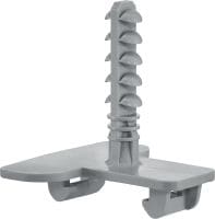 Ancoragem por encaixe X-EA MX Ancoragem plástica por encaixe para unir ganchos e grampos plásticos para cabos/calhas (PVC) e abraçadeiras para cabos quando se pretende fixar a betão e alvenaria