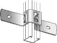 Grampo MQB (calha de instalação a betão) Grampo galvanizado para a ligação transversal de uma calha de instalação MQ a betão