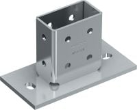 Placa de base MT-B-O2B para cargas 3D Base de união para ancoragem a betão ou aço de estruturas de calhas de instalação sujeitas a cargas 3D