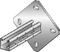 MQK-41/4-F Suporte galvanizado a quente (HDG) com calha de suporte MQ simples de 41 mm de altura com placa de base quadrada para maior rigidez