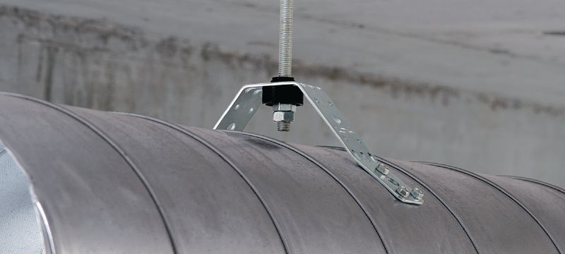 Suporte de ventilação MVA-S Suportes galvanizados de suspensão para fixação de condutas de ventilação rendondas com isolamento acústico Aplicações 1