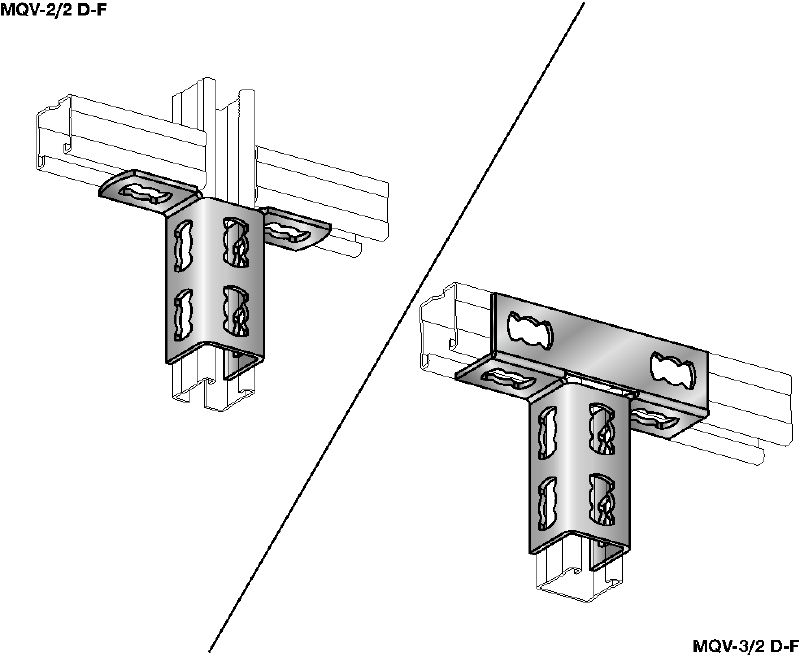 Conector de calhas MQV-2D-F Conector de calhas galvanizado a quente (HDG) para estruturas bidimensionais