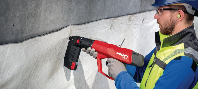 Kit da ferramenta de fixação a pólvora DX 6 Ferramenta de fixação a pólvora totalmente automática – kit de fixações para paredes e cofragens Aplicações 1