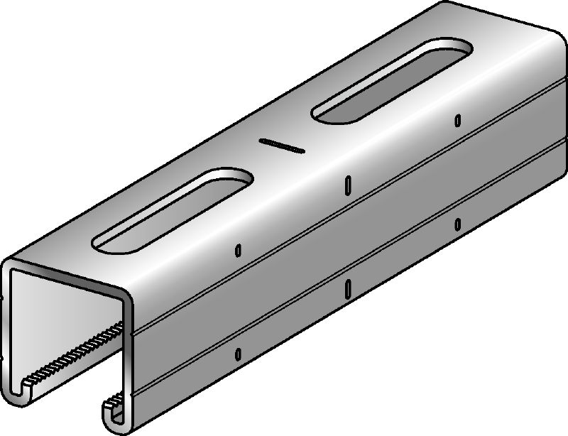 Calha MQ-41/3 Calha de instalação galvanizada MQ com 41 mm de altura e 3 mm de espessura para aplicação de cargas médias