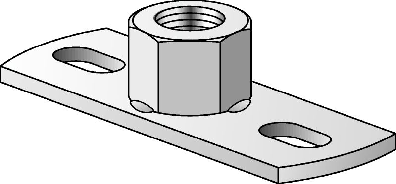 Placa base para cargas ligeiras MGL 2 Placa base galvanizada para cargas ligeiras, para apertar varões roscados métricos com dois pontos de ancoragem