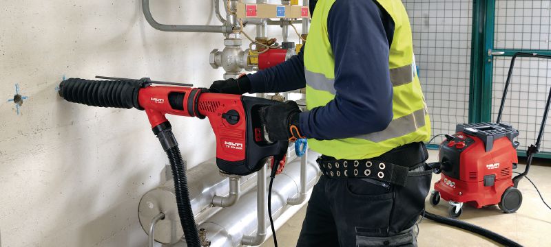 Sistema de aspiração TE DRS-Y Sistema de aspiração para perfuração e cinzelamento de betão com martelos perfuradores Hilti SDS Max (TE-Y) Aplicações 1