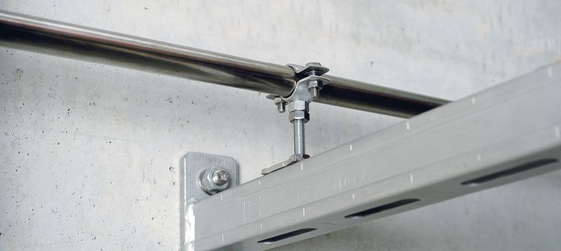 MP-SRN Abraçadeira para tubagens ligeiras Abraçadeira de aço inoxidável (A4) para tubagens, sem isolamento acústico, para aplicações de cargas ligeiras Aplicações 1