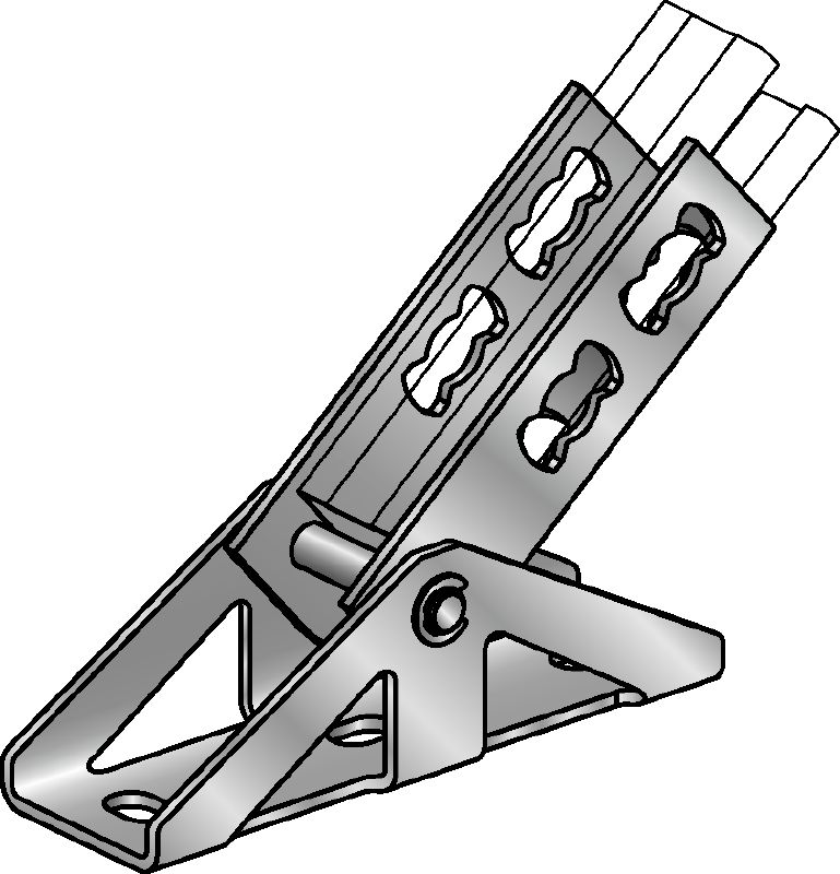 Base oscilante MQP Base basculante galvanizada para fixar calhas de instalação a betão