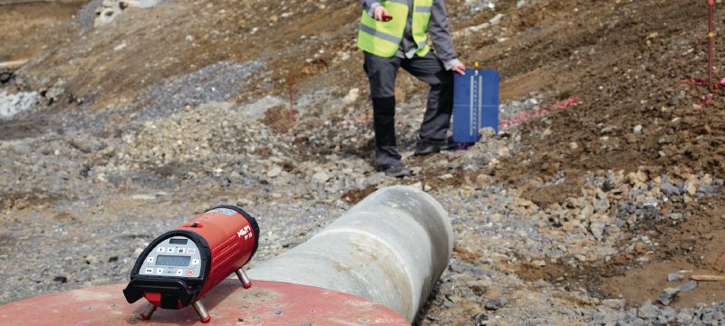 Laser para tubos PP 10 Laser para tubos autonivelante com alinhamento automático e controlo remoto para uma colocação mais rápida e precisa dos tubos Aplicações 1